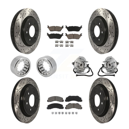 Hub Bearing Coated Brake Rotor Pad Shoe Front Rear Kit (10Pc) For Ford F-150 RWD