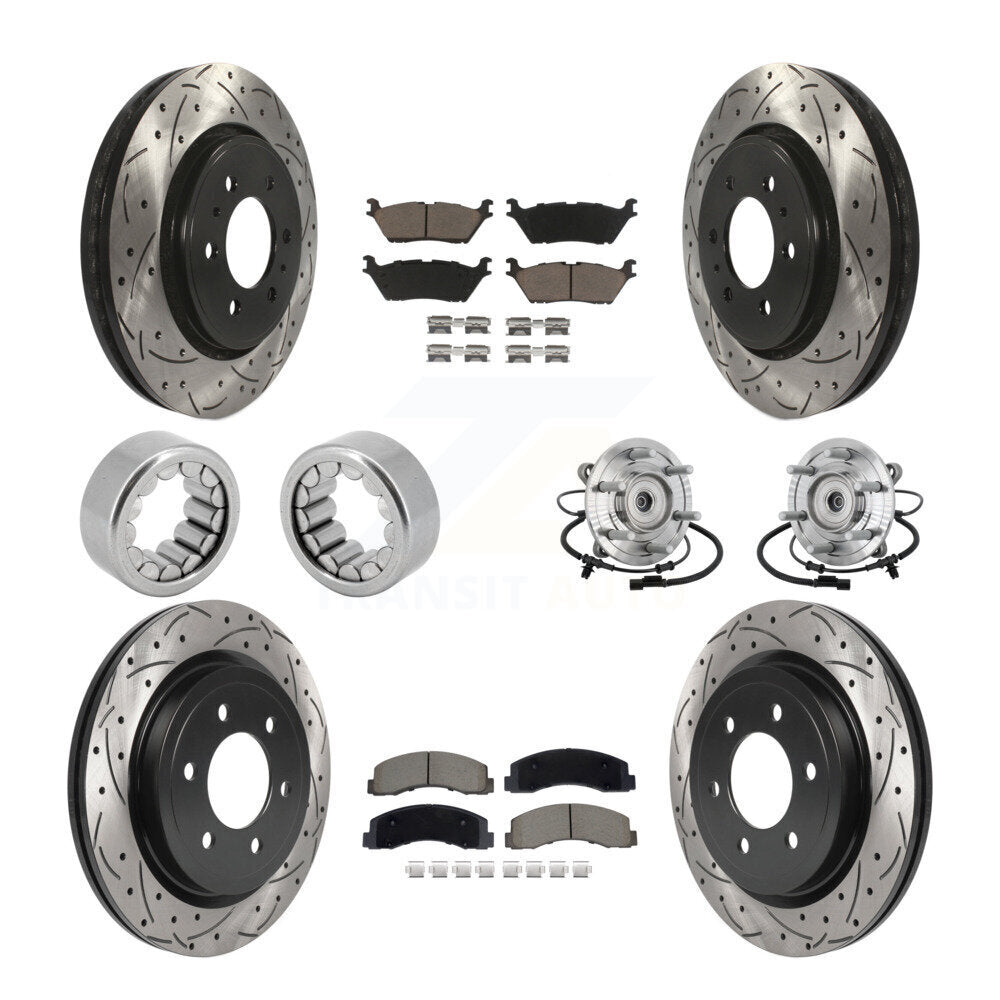 Hub Bearing Coated Brake Rotor And Pad Shoe Front Rear Kit (10Pc) For Ford F-150