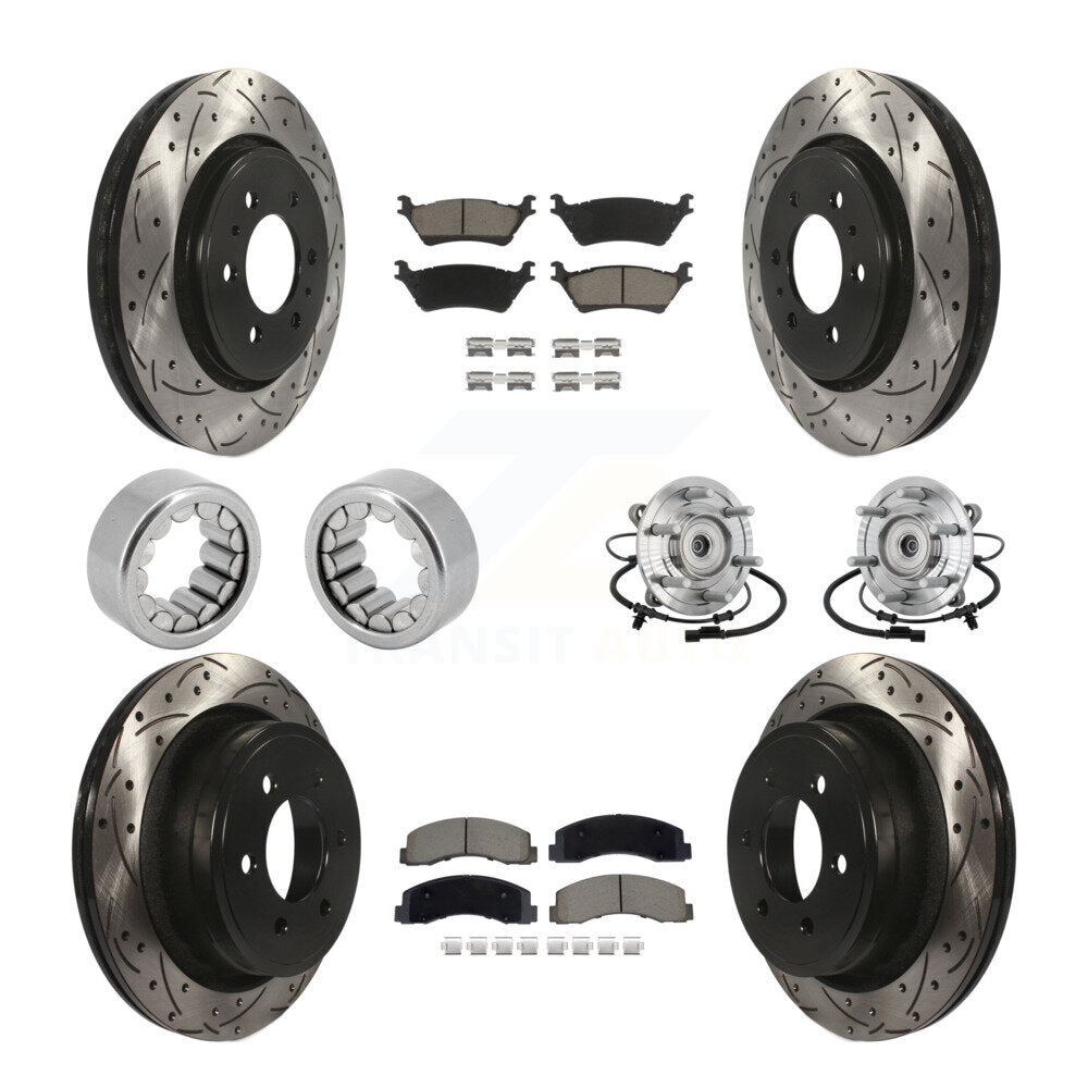 Hub Bearing Coated Brake Rotor And Pad Shoe Front Rear Kit (10Pc) For Ford F-150