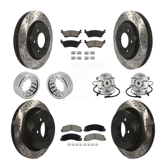Hub Bearing Coated Brake Rotor And Pad Shoe Front Rear Kit (10Pc) For Ford F-150