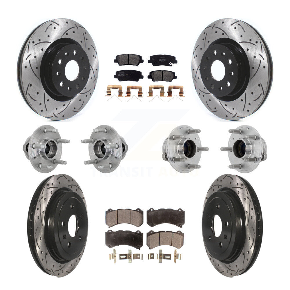 Hub Bearing Coated Disc Brake Rotor & Pad Front Rear Kit (10Pc) For Cadillac CTS