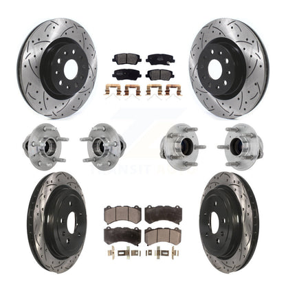 Hub Bearing Coated Disc Brake Rotor & Pad Front Rear Kit (10Pc) For Cadillac CTS