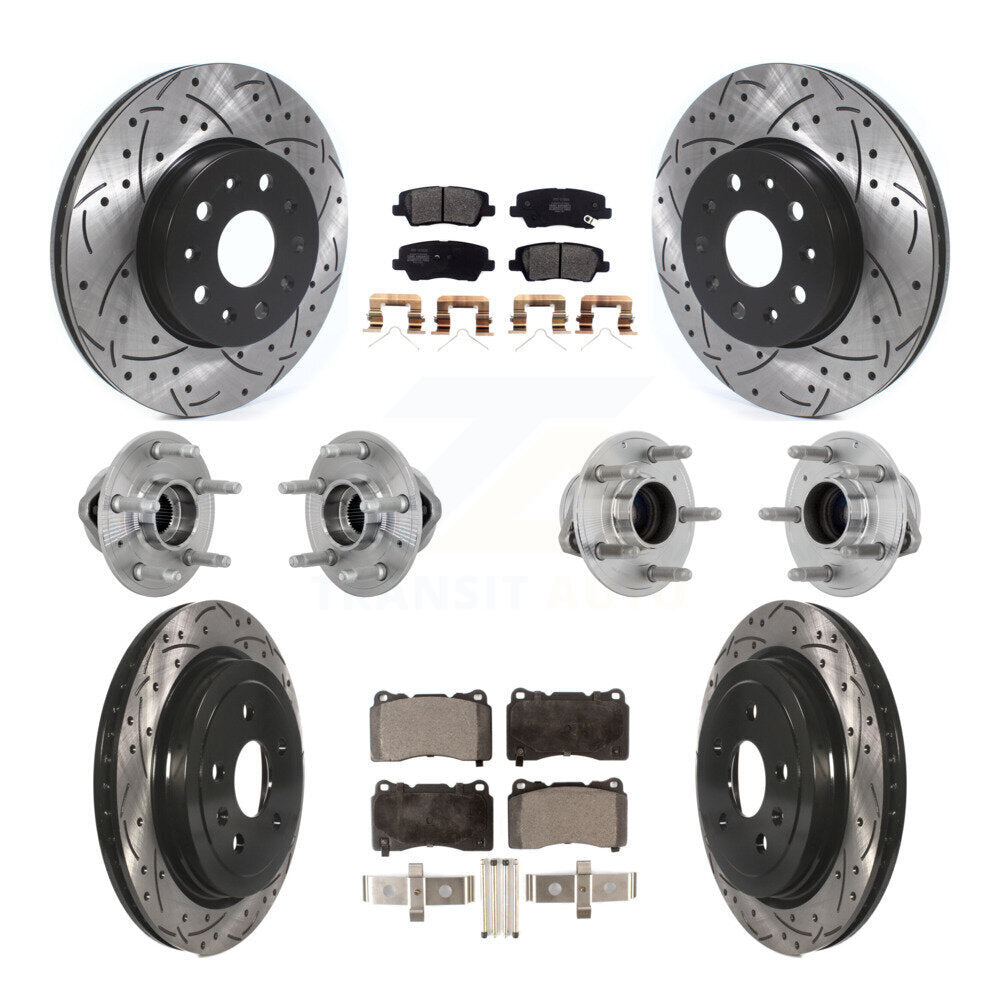 Hub Bearing Coated Disc Brake Rotor & Pad Front Rear Kit (10Pc) For Cadillac CTS
