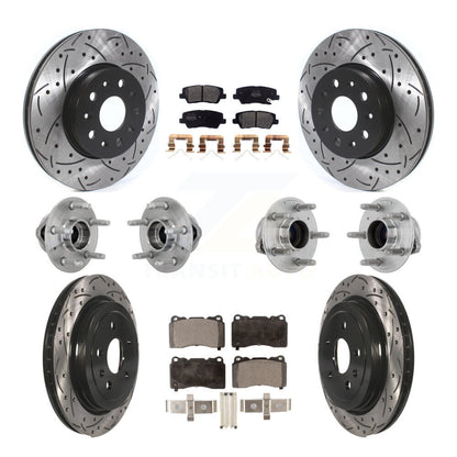 Hub Bearing Coated Disc Brake Rotor & Pad Front Rear Kit (10Pc) For Cadillac CTS