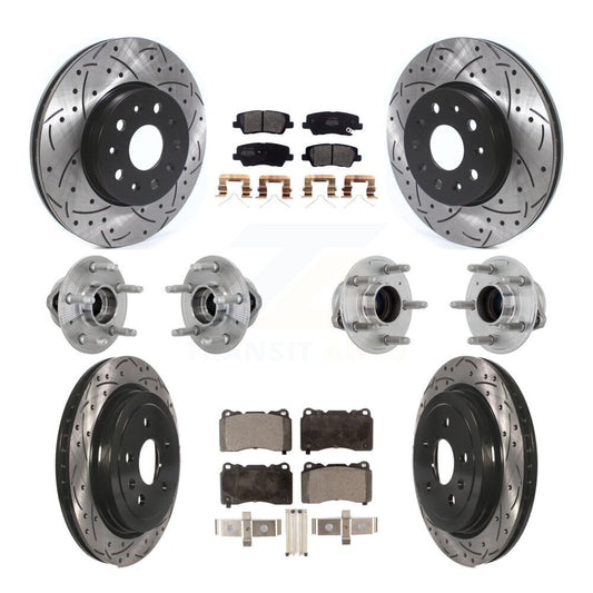 Hub Bearing Coated Disc Brake Rotor & Pad Front Rear Kit (10Pc) For Cadillac CTS
