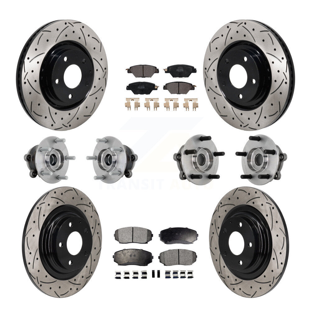 Hub Bearing Coat Brake Rotor Pads Front Rear Kit (10Pc) For 16-23 Mazda CX-9 AWD