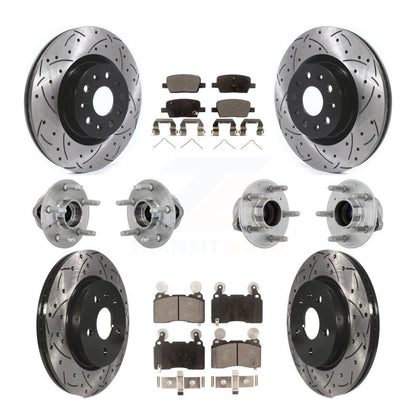 Hub Bearing Coated Brake Rotor & Pads Front Rear Kit (10Pc) For Cadillac CT6 RWD