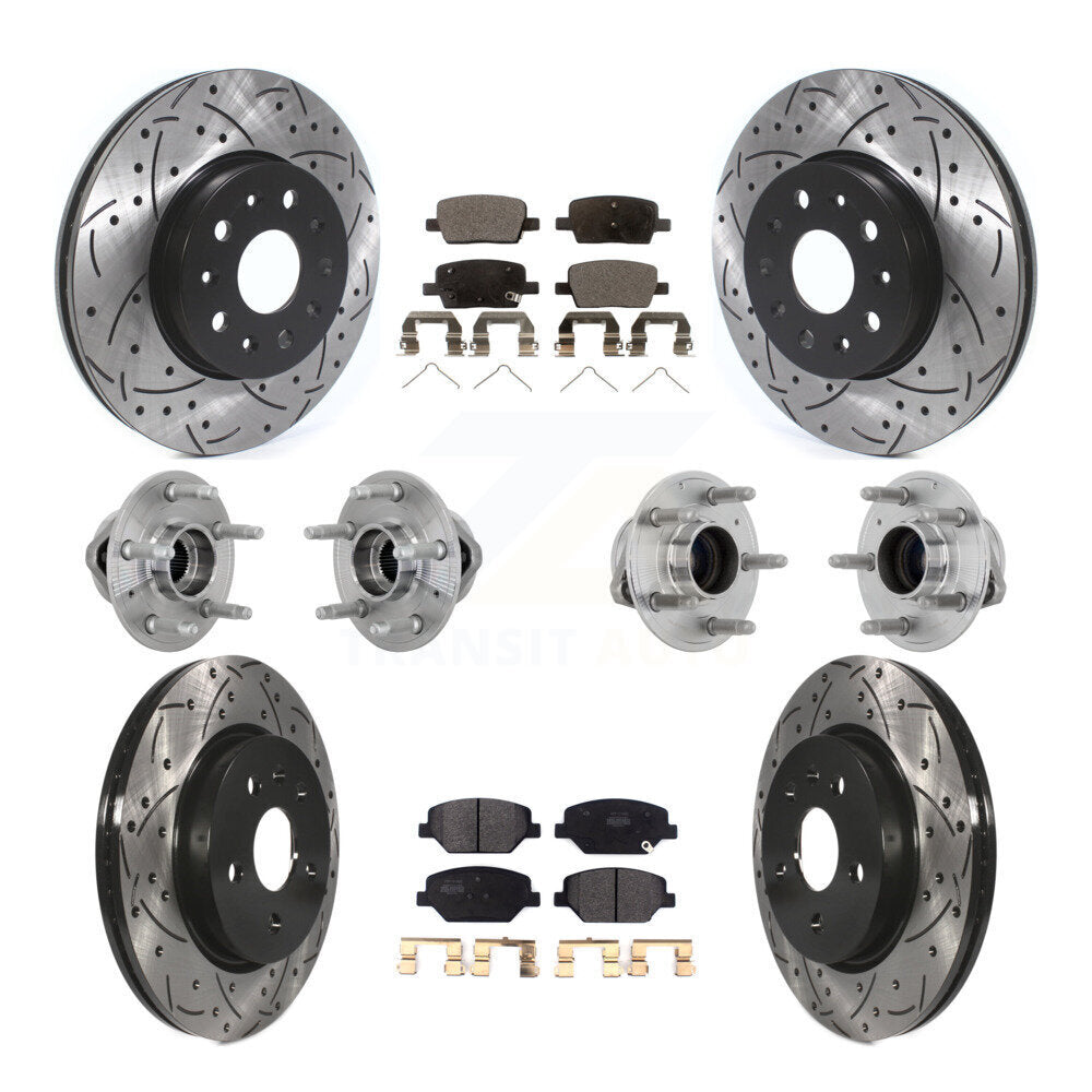 Hub Bearing Coated Brake Rotor & Pads Front Rear Kit (10Pc) For Chevrolet Camaro