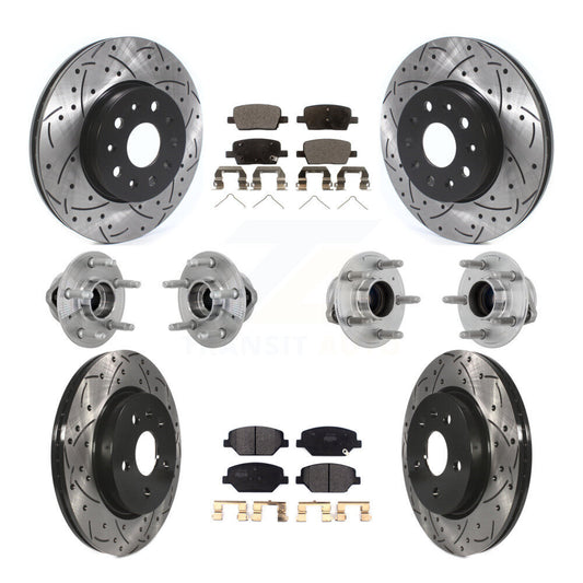 Hub Bearing Coated Brake Rotor & Pads Front Rear Kit (10Pc) For Chevrolet Camaro