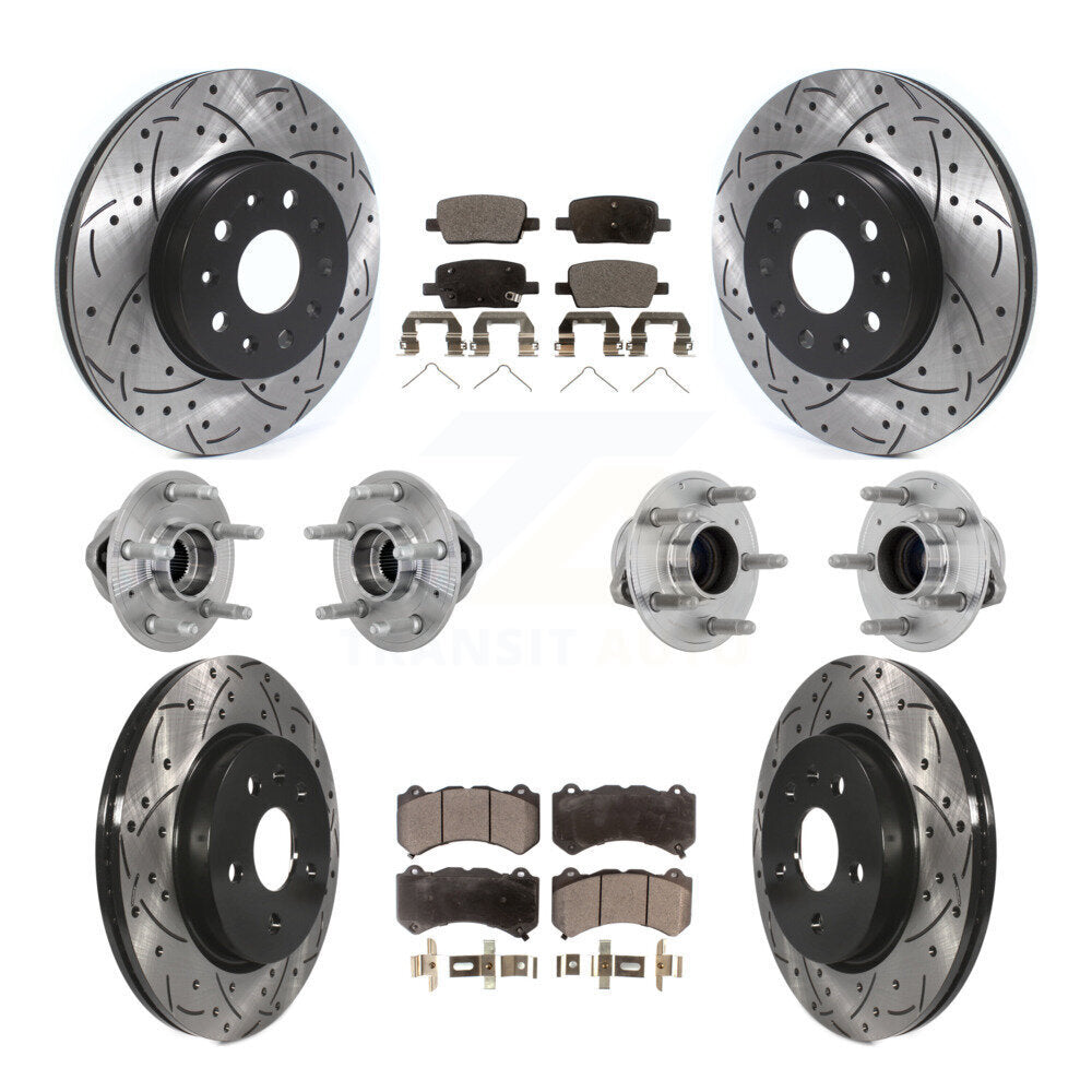 Hub Bearing Coated Brake Rotor & Pads Front Rear Kit (10Pc) For Chevrolet Camaro