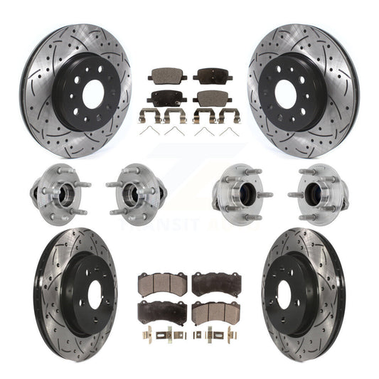 Hub Bearing Coated Brake Rotor & Pads Front Rear Kit (10Pc) For Chevrolet Camaro