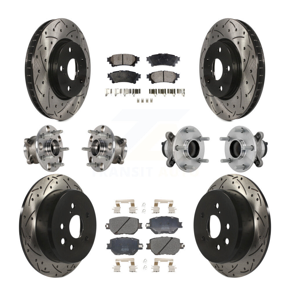 Hub Bearing Coated Disc Brake Rotor & Pads Front Rear Kit (10Pc) For Lexus IS250
