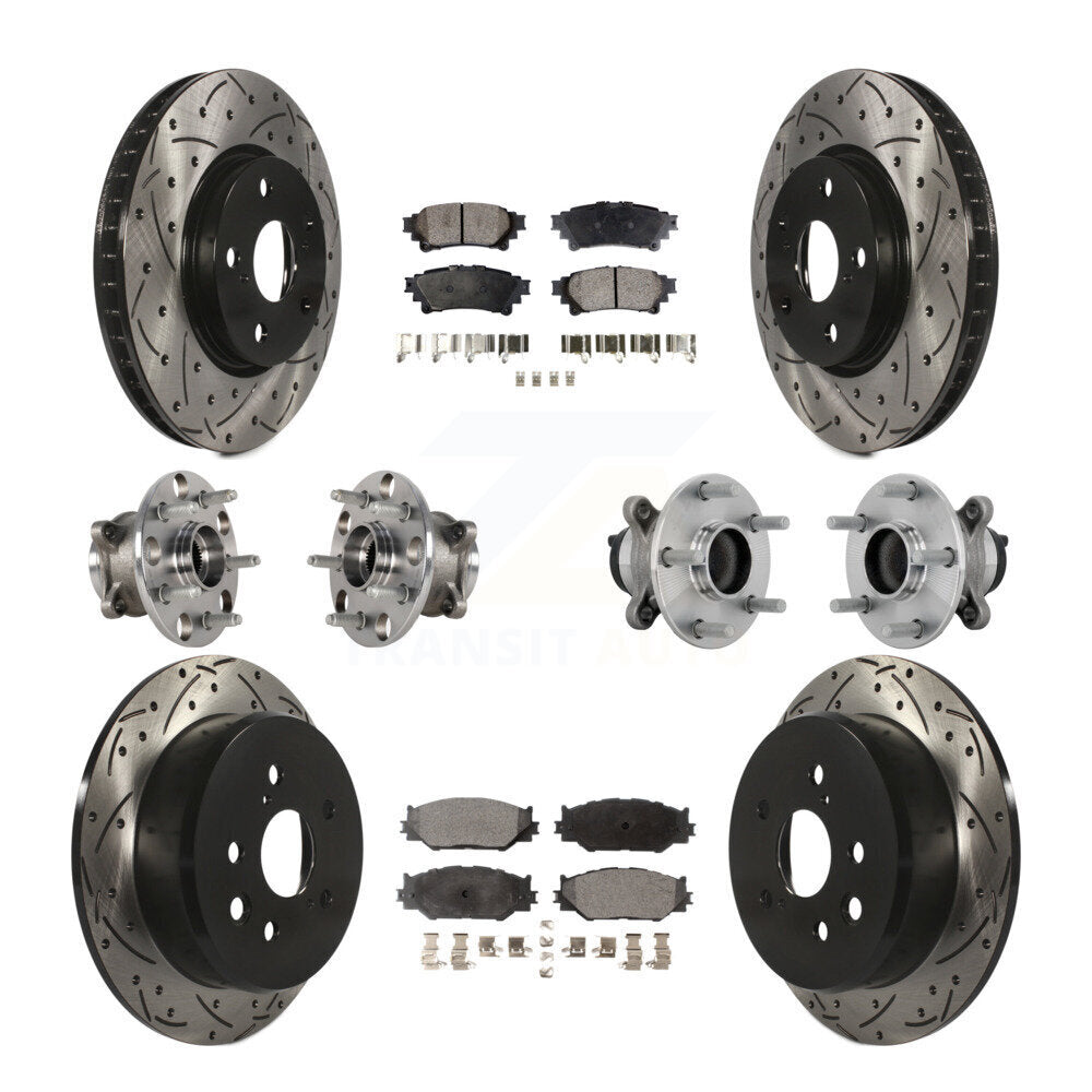 Hub Bearing Coated Disc Brake Rotor & Pads Front Rear Kit (10Pc) For Lexus IS250