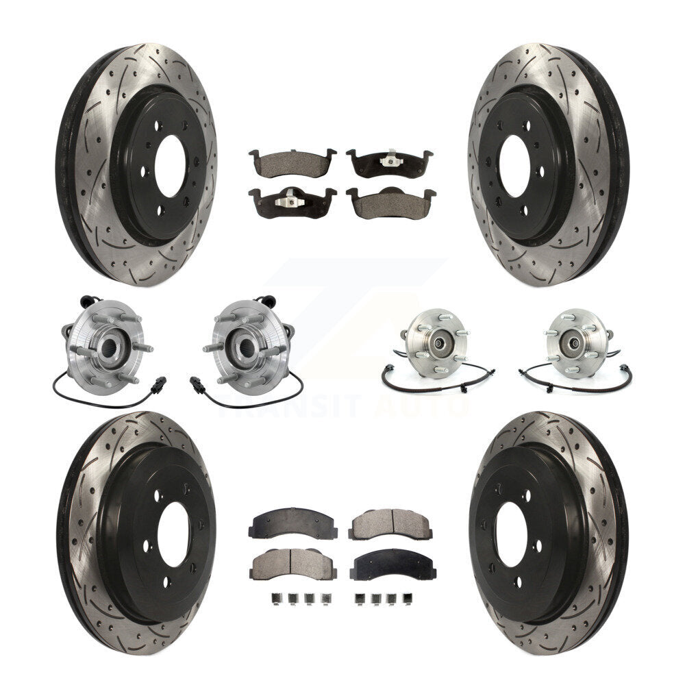 Hub Bearing Coated Brake Rotor Pad Front Rear Kit (10Pc) For Ford Expedition 4WD
