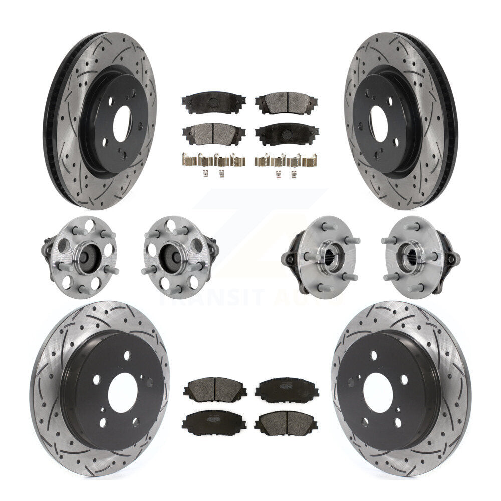 Hub Bearing Coated Disc Brake Rotor & Pads Front Rear Kit (10Pc) For Toyota RAV4