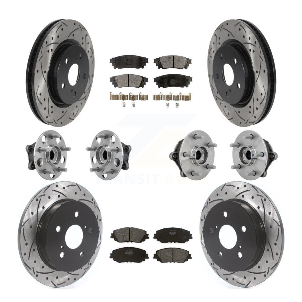 Hub Bearing Coated Brake Rotor & Pad Front Rear Kit (10Pc) For Toyota RAV4 Venza