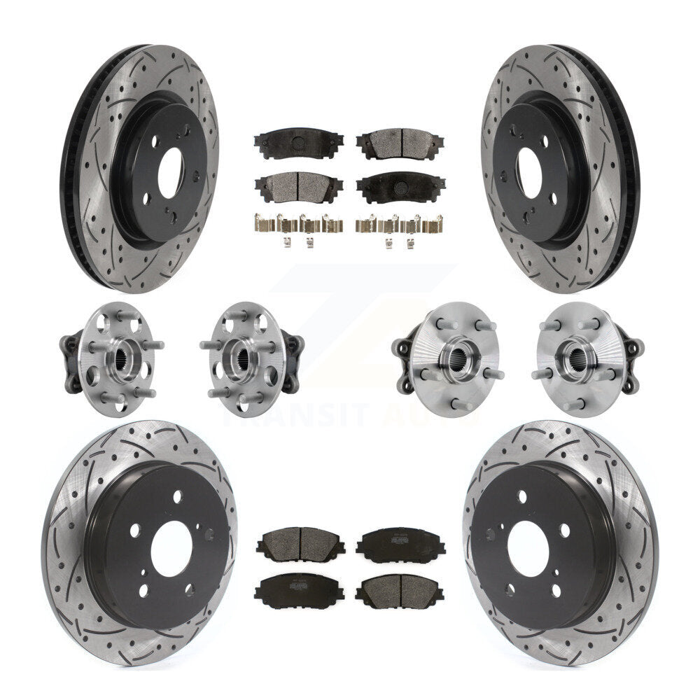 Hub Bearing Coated Disc Brake Rotor & Pads Front Rear Kit (10Pc) For Toyota RAV4