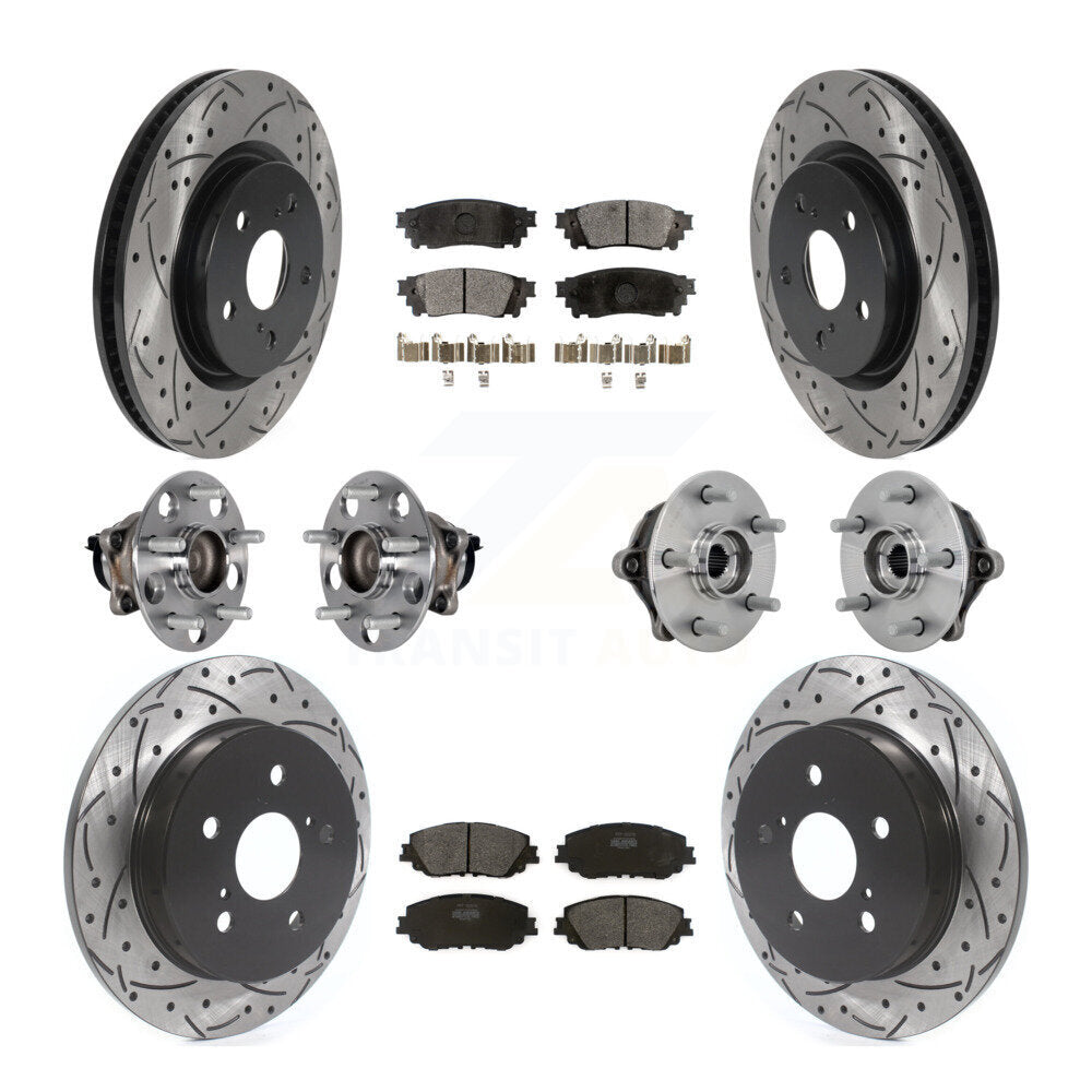 Hub Bearing Coated Disc Brake Rotor & Pads Front Rear Kit (10Pc) For Toyota RAV4