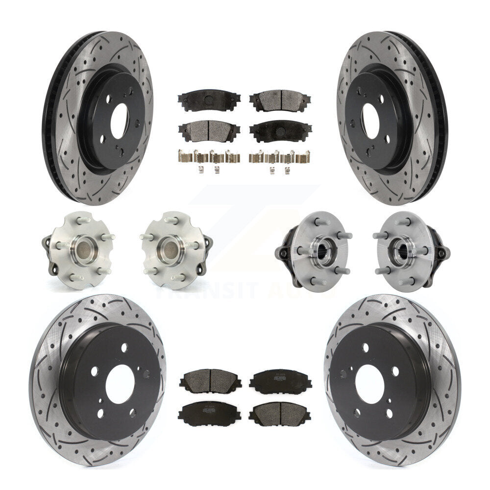 Hub Bearing Coated Disc Brake Rotor & Pads Front Rear Kit (10Pc) For Toyota RAV4