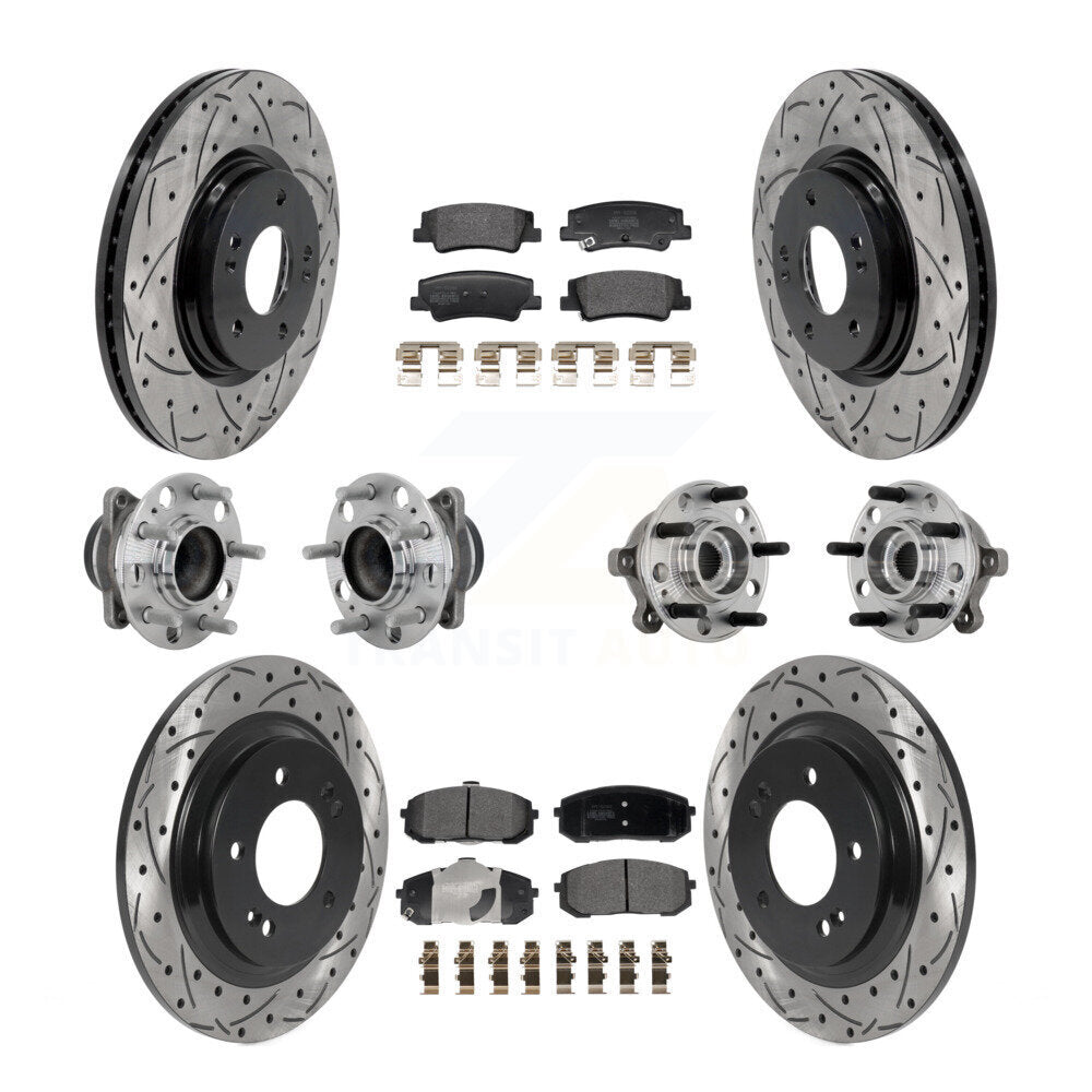 Hub Bearing Coat Brake Rotor Pad Front Rear Kit (10Pc) For Hyundai Sonata Kia K5