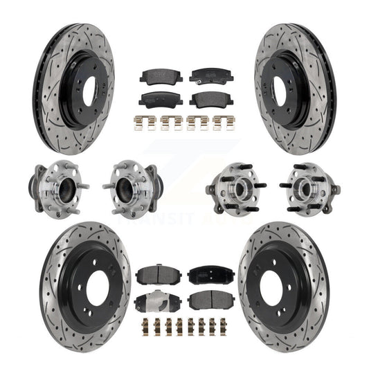 Hub Bearing Coat Brake Rotor Pad Front Rear Kit (10Pc) For Hyundai Sonata Kia K5