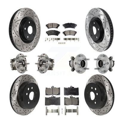 Hub Bearing Coated Brake Rotor & Pad Front Rear Kit (10Pc) For Lexus IS300 IS350