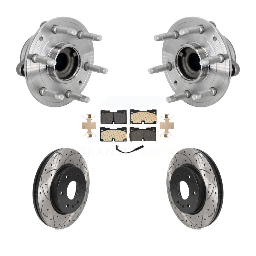 Hub Bearing Drill Slot Brake Rotor Pads Front Kit For Chevrolet GMC Silverado XL