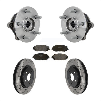 Hub Bearing Assembly Drill Slot Brake Rotor Pads Front Kit For Toyota RAV4 Venza