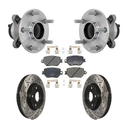 Hub Bearing Drilled Slot Brake Rotor Pad Front Kit For Lexus IS250 Base with RWD