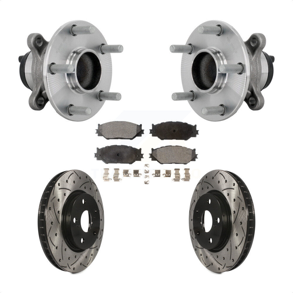 Hub Bearing Drilled Slot Brake Rotor Pad Front Kit For Lexus IS250 Base with RWD