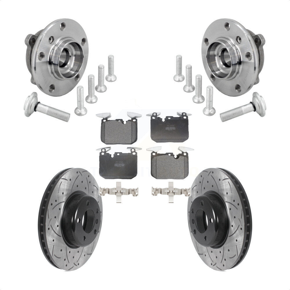 Hub Bearing Drilled Slot Brake Rotor Pad Front Kit For BMW 330i xDrive 440i Gran