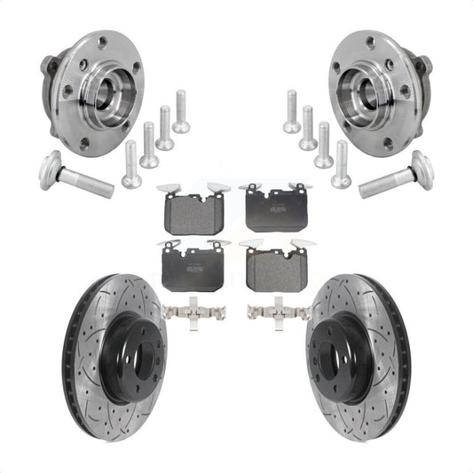 Hub Bearing Drilled Slot Brake Rotor Pad Front Kit For BMW 330i xDrive 440i Gran