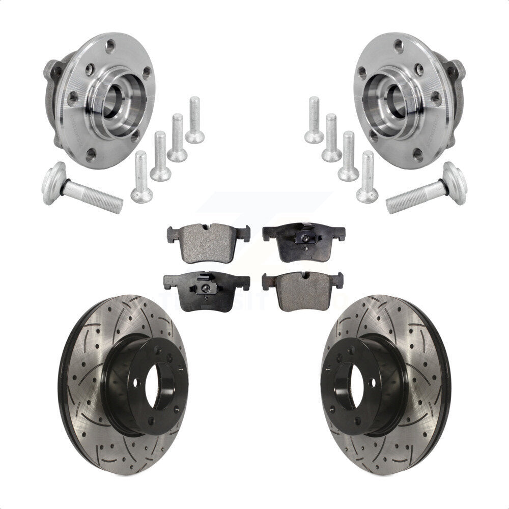 Hub Bearing Drilled Slot Brake Rotor Pad Front Kit For BMW 330i xDrive 230i 430i