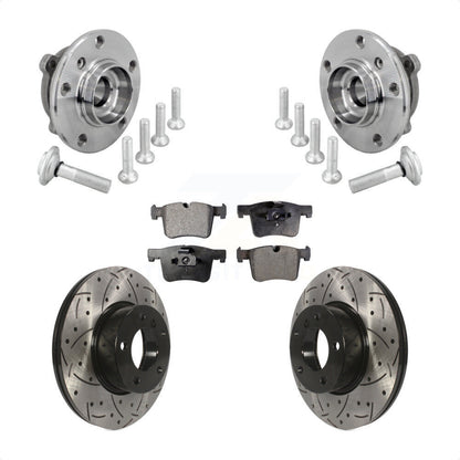 Hub Bearing Drilled Slot Brake Rotor Pad Front Kit For BMW 330i xDrive 230i 430i