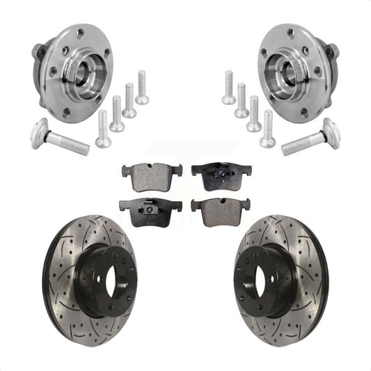 Hub Bearing Drilled Slot Brake Rotor Pad Front Kit For BMW 330i xDrive 230i 430i