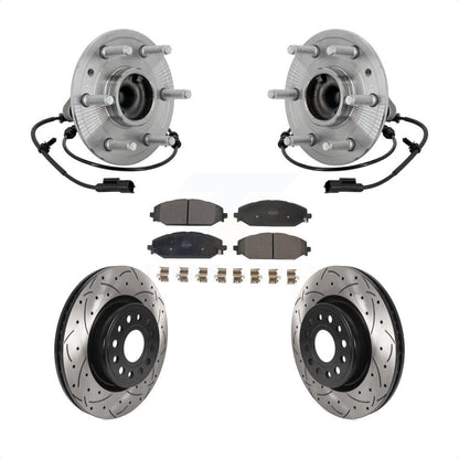 Hub Bearing Assembly Coated Drilled Slot Brake Rotor Pads Front Kit For Ram 1500