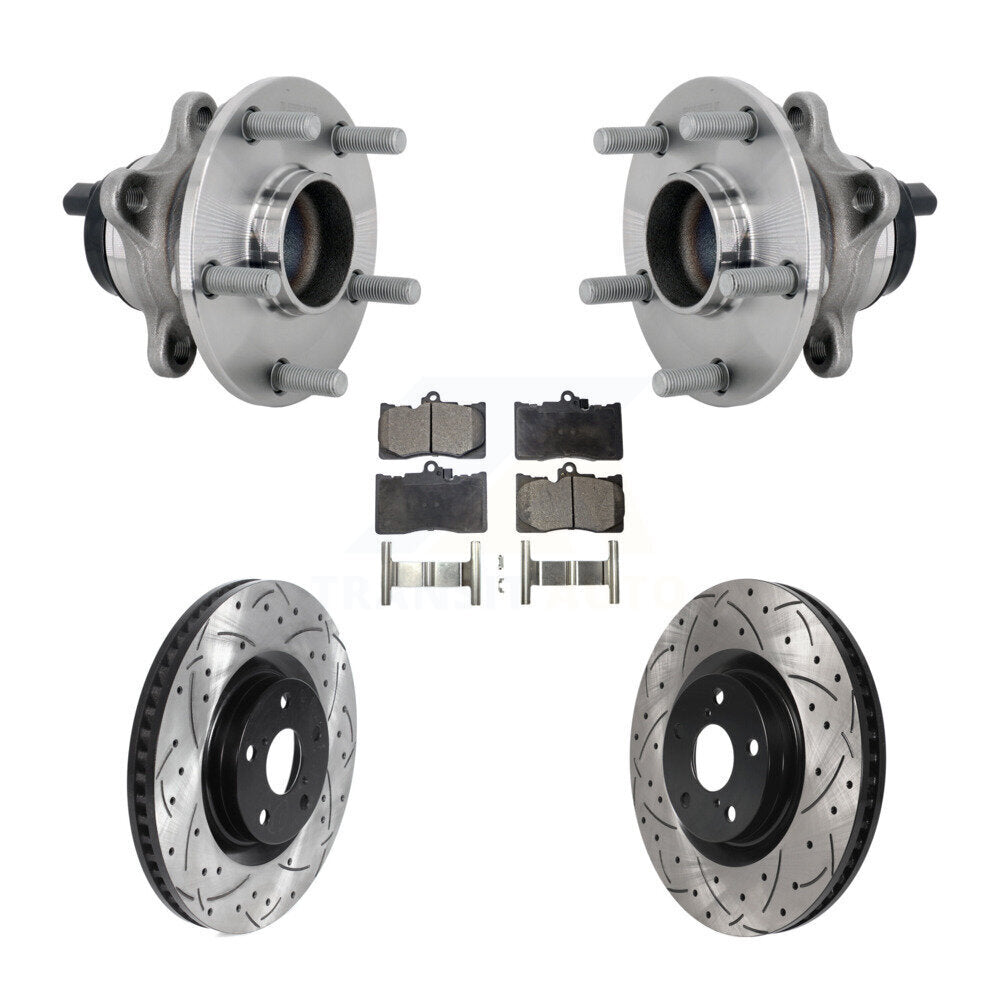 Hub Bearing Drilled Slot Brake Rotor & Pad Front Kit For Lexus GS350 RC300 RC350