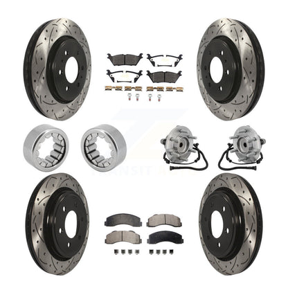 Hub Bearing Coated Brake Rotor Pad Shoe Front Rear Kit (10Pc) For Ford F-150 RWD