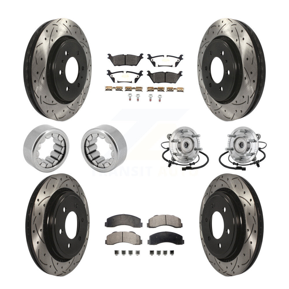 Hub Bearing Coated Brake Rotor And Pad Shoe Front Rear Kit (10Pc) For Ford F-150