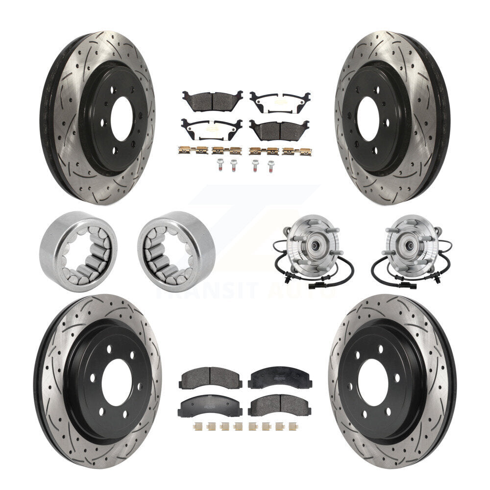 Hub Bearing Coated Brake Rotor And Pad Shoe Front Rear Kit (10Pc) For Ford F-150