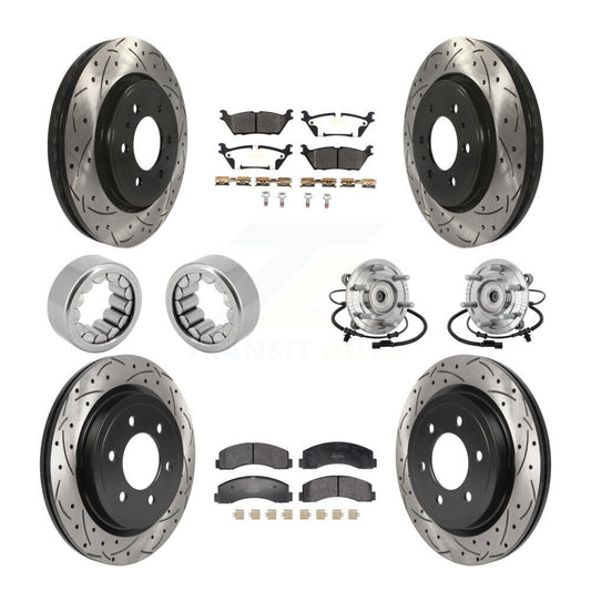 Hub Bearing Coated Brake Rotor And Pad Shoe Front Rear Kit (10Pc) For Ford F-150