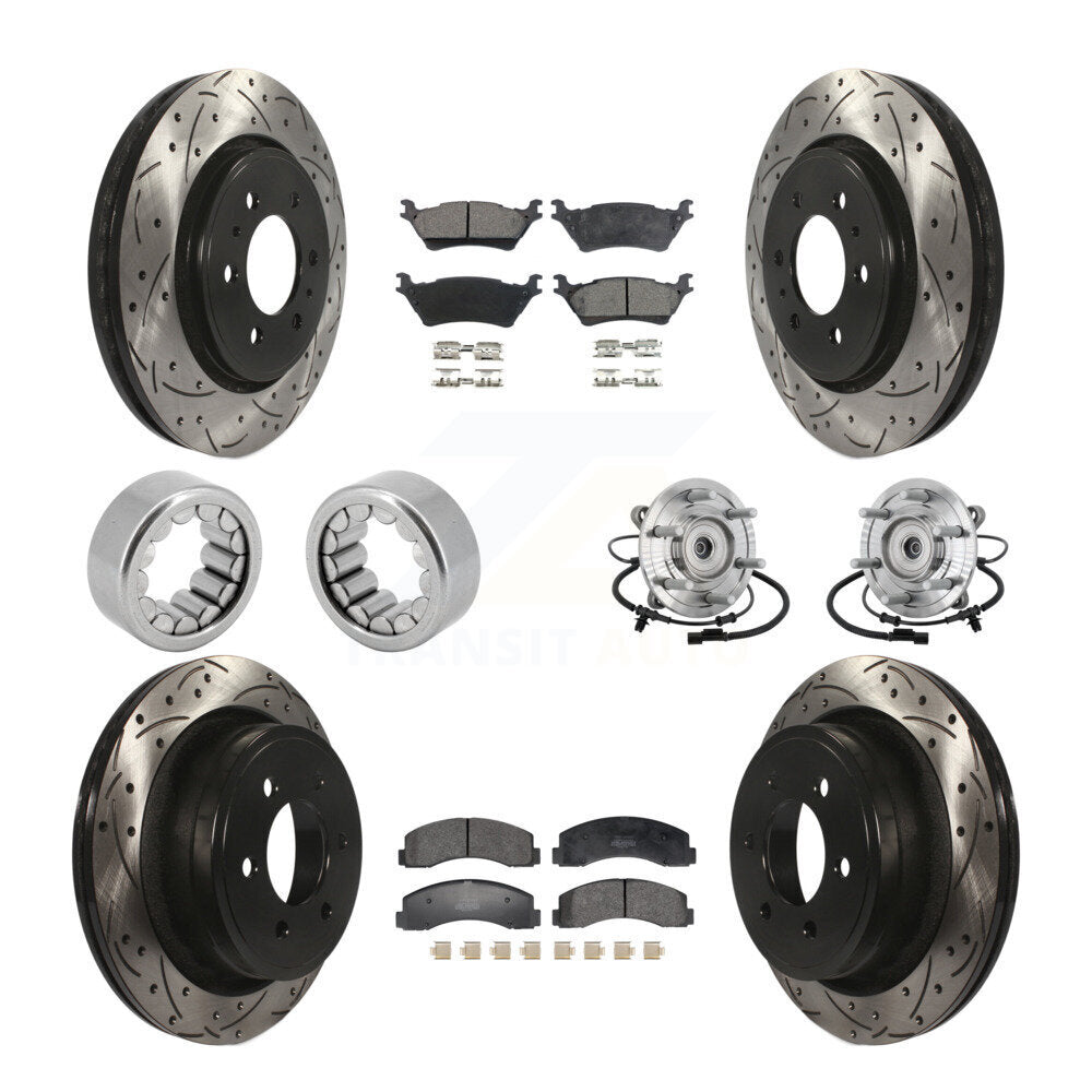 Hub Bearing Coated Brake Rotor And Pad Shoe Front Rear Kit (10Pc) For Ford F-150