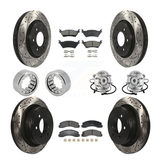 Hub Bearing Coated Brake Rotor And Pad Shoe Front Rear Kit (10Pc) For Ford F-150