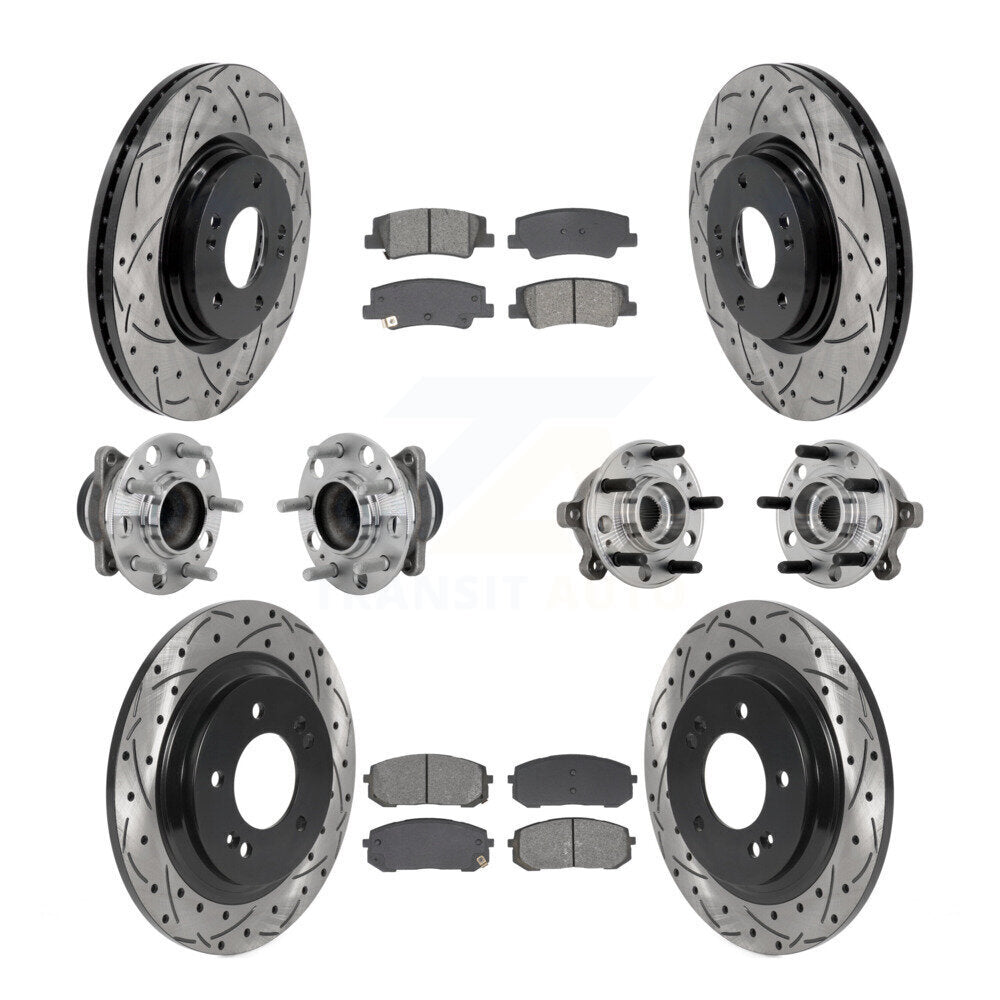 Hub Bearing Coat Brake Rotor Pad Front Rear Kit (10Pc) For Hyundai Sonata Kia K5