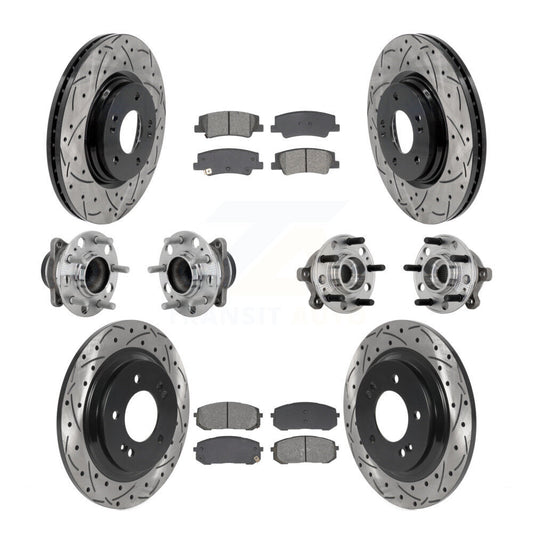 Hub Bearing Coat Brake Rotor Pad Front Rear Kit (10Pc) For Hyundai Sonata Kia K5