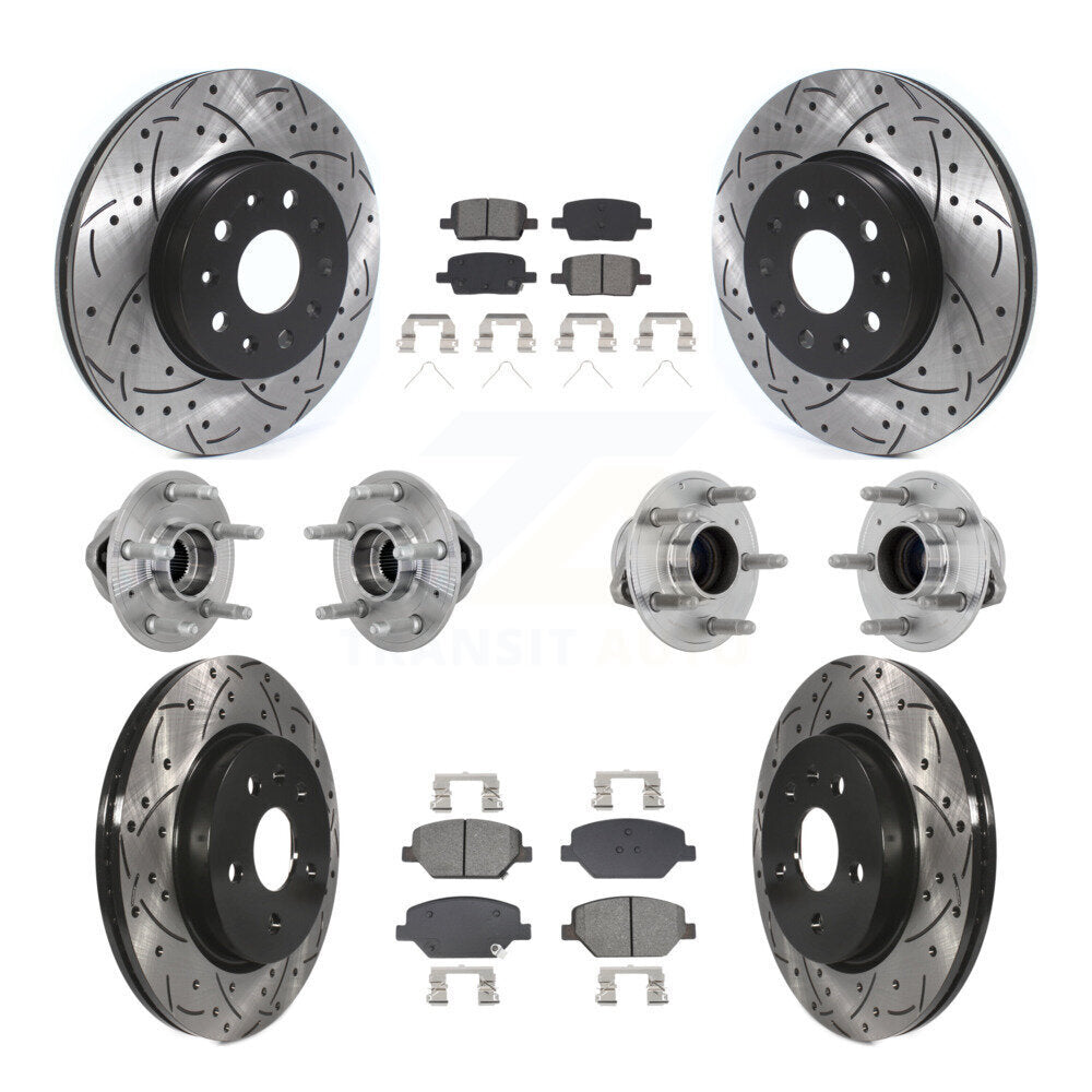 Hub Bearing Coated Brake Rotor & Pads Front Rear Kit (10Pc) For Chevrolet Camaro