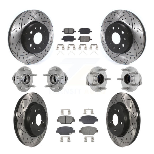 Hub Bearing Coated Brake Rotor & Pads Front Rear Kit (10Pc) For Chevrolet Camaro