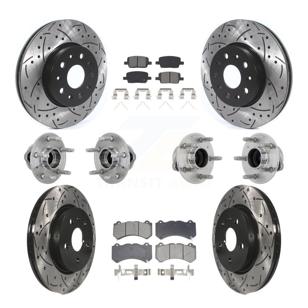 Hub Bearing Coated Brake Rotor & Pads Front Rear Kit (10Pc) For Chevrolet Camaro