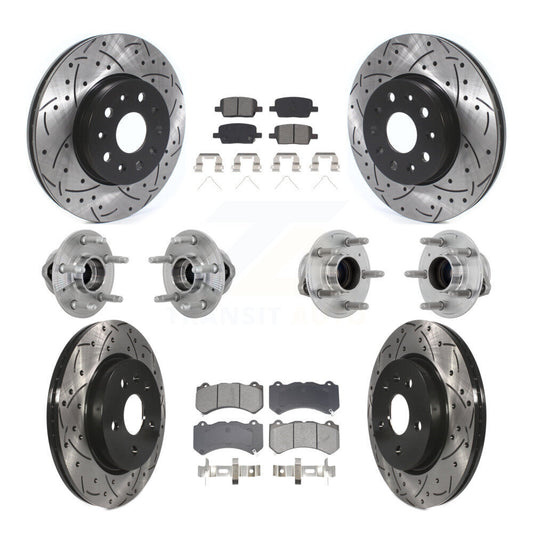 Hub Bearing Coated Brake Rotor & Pads Front Rear Kit (10Pc) For Chevrolet Camaro