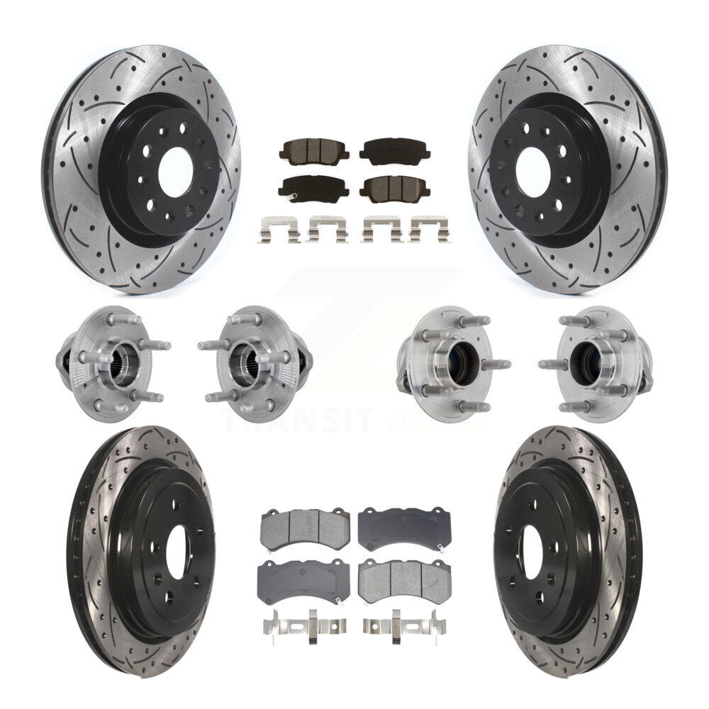 Hub Bearing Coated Disc Brake Rotor & Pad Front Rear Kit (10Pc) For Cadillac CTS